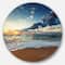 Designart - Sunrise and Glowing Waves in Ocean' Seascape Metal Circle Wall Art